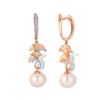Image 3 : A 14KT ROSE GOLD AND PEARL & DIAMONDS EARRING.