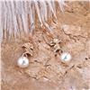 Image 5 : A 14KT ROSE GOLD AND PEARL & DIAMONDS EARRING.