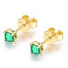 Image 2 : A 18KT YELLOW GOLD AND EMERALD EARRING.