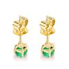 Image 3 : A 18KT YELLOW GOLD AND EMERALD EARRING.