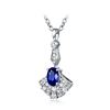 Image 2 : A 14KT WHITE GOLD AND SAPPHIRE & DIAMONDS PENDANT.