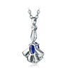 Image 3 : A 14KT WHITE GOLD AND SAPPHIRE & DIAMONDS PENDANT.