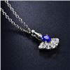 Image 4 : A 14KT WHITE GOLD AND SAPPHIRE & DIAMONDS PENDANT.