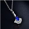 Image 5 : A 14KT WHITE GOLD AND SAPPHIRE & DIAMONDS PENDANT.