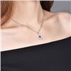 Image 6 : A 14KT WHITE GOLD AND SAPPHIRE & DIAMONDS PENDANT.
