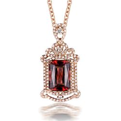 A 18KT ROSE GOLD AND TOURMALINE & DIAMONDS PENDANT.