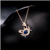 Image 5 : A 18KT ROSE GOLD AND SAPPHIRE & DIAMONDS PENDANT.