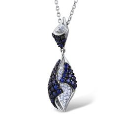 A 14KT WHITE GOLD AND SAPPHIRE & DIAMONDS PENDANT.