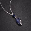 Image 4 : A 14KT WHITE GOLD AND SAPPHIRE & DIAMONDS PENDANT.