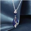 Image 5 : A 14KT WHITE GOLD AND SAPPHIRE & DIAMONDS PENDANT.