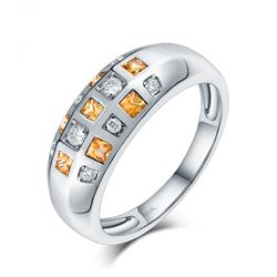 A 14KT WHITE GOLD AND SAPPHIRE & DIAMONDS RING.