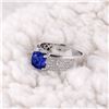 Image 4 : A 14KT WHITE GOLD AND TANZANITE & DIAMONDS MAN RING.