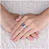 Image 5 : A 14KT WHITE GOLD AND TANZANITE & DIAMONDS MAN RING.
