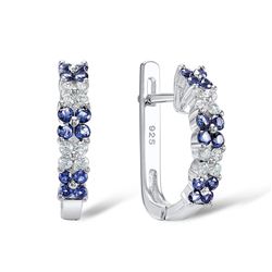 A STERLING SILVER AND CUBIC ZIRCONIA EARRINGS.