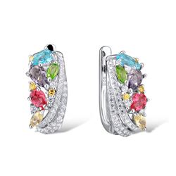 A STERLING SILVER AND CUBIC ZIRCONIA EARRINGS.