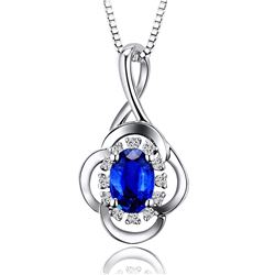 A 18KT WHITE GOLD AND SAPPHIRE & DIAMONDS PENDANT.
