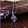 Image 3 : A 18KT WHITE GOLD AND SAPPHIRE & DIAMONDS PENDANT.