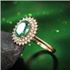 Image 4 : A 18KT YELLOW GOLD AND EMERALD & DIAMONDS RING.