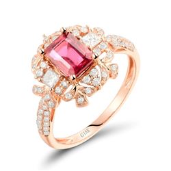 A 18KT ROSE GOLD AND TOURMALINE & DIAMONDS RING.