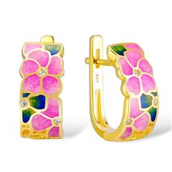 A STERLING SILVER ENAMEL EARRINGS.
