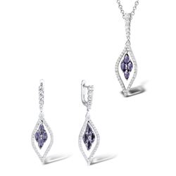 A STERLING SILVER AND CUBIC ZIRCONIA JEWELRY SET.