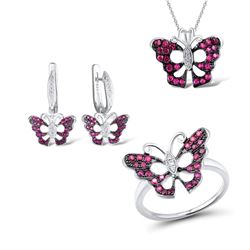 A STERLING SILVER AND CUBIC ZIRCONIA JEWELRY SET.