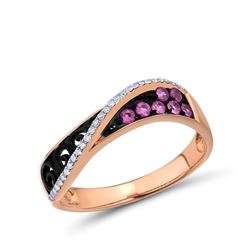 A 14KT ROSE GOLD AND SAPPHIRE & DIAMONDS RING.