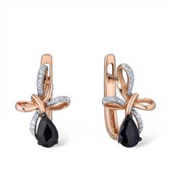 A 14KT ROSE GOLD AND SAPPHIRE & DIAMOND EARRINGS.