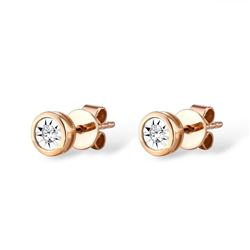A 14KT ROSE GOLD AND DIAMONDS EARRINGS.