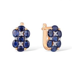 A 14KT ROSE GOLD AND SAPPHIRE & DIAMOND EARRINGS.