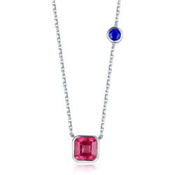 A 18KT WHITE GOLD AND TOURMALINE & SAPPHIRE NECKLACE.