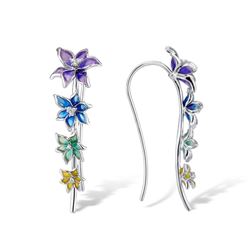 A STERLING SILVER AND CUBIC ZIRCONIA EARRINGS.