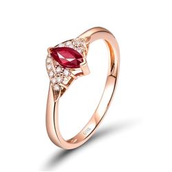 A 18KT ROSE GOLD AND RUBY & DIAMOND RING.