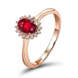 A 18KT ROSE GOLD AND RUBY & DIAMOND RING.