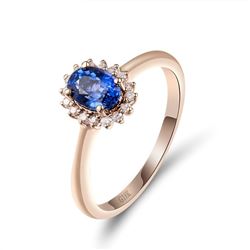 A 18KT ROSE GOLD AND SAPPHIRE & DIAMOND RING.
