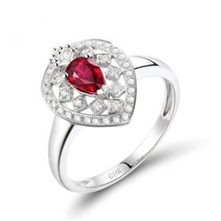 A 18KT ROSE GOLD AND RUBY & DIAMOND RING.