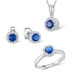 A STERLING SILVER AND CUBIC ZIRCONIA JEWELRY SET.
