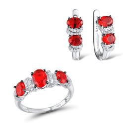 A STERLING SILVER AND CUBIC ZIRCONIA JEWELRY SET.