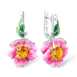 A STERLING SILVER ENAMEL EARRINGS.