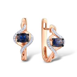 A 14KT ROSE GOLD AND SAPPHIRE & DIAMONDS EARRINGS.