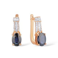 A 14KT ROSE GOLD AND SAPPHIRE & DIAMONDS EARRINGS.