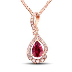 A 18KT ROSE GOLD AND RUBY & DIAMONDS PENDANT.