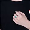 Image 6 : A 18KT WHITE GOLD AND EMERALD & DIAMONDS RING.