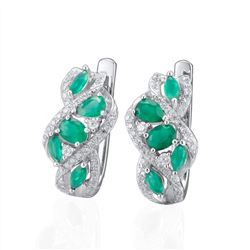 A STERLING SILVER AND CUBIC ZIRCONIA EARRINGS.