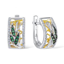 A STERLING SILVER AND CUBIC ZIRCONIA EARRINGS.