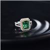 Image 3 : A 18KT WHITE GOLD AND EMERALD & DIAMONDS RING.