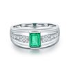 Image 2 : A 14KT WHITE GOLD AND EMERALD & DIAMONDS RING.