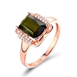 A 18KT ROSE GOLD AND TOURMALINE & DIAMONDS RING.