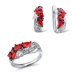 A STERLING SILVER AND CUBIC ZIRCONIA JEWELRY SET.