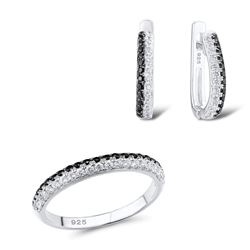 A STERLING SILVER AND CUBIC ZIRCONIA JEWELRY SET.